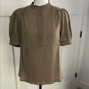 Banana Republic Factory Button-Up Puff Sleeve Top - Taupe